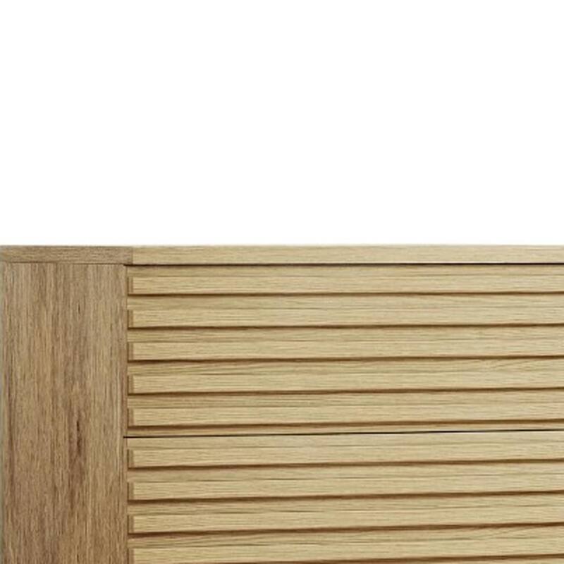 HomeRoots Set of Two 23" Natural Solid Wood Ribbed Texture Two Drawer Nightstand