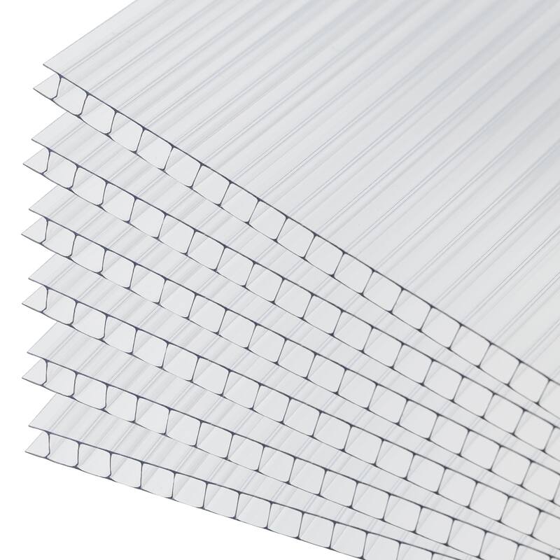 Aoodor 6-Pack Polycarbonate Panels, UV-Protected Waterproof Clear Sheets, Twin-Wall Design for Greenhouses and Gazebos
