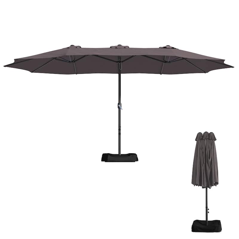 Clihome 15Ft Double-Sided Umbrella Crank Patio Outdoor Umbrella without Base