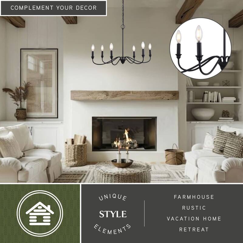 Vaxcel Lighting H0298 6 Light 30" Wide Candle Style Chandelier