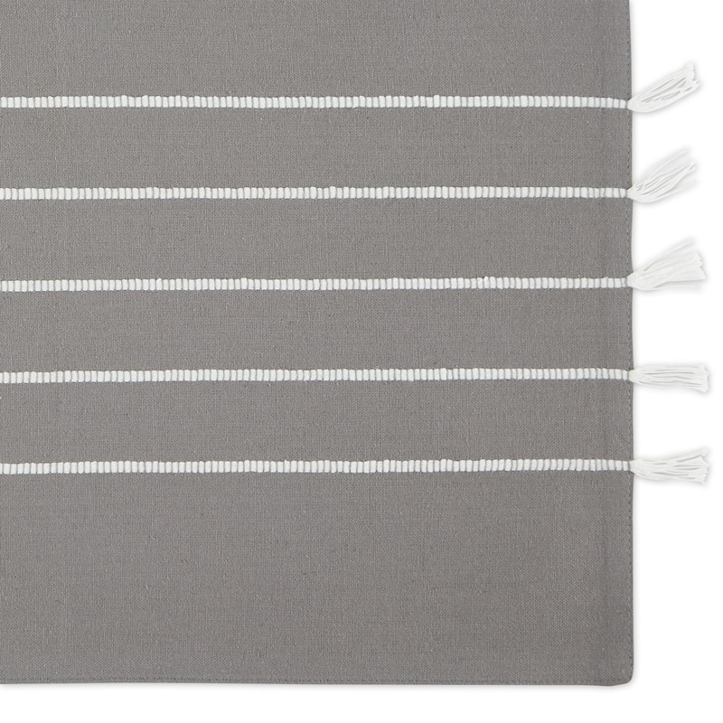 Gray and White Stripe Tassel Placemat (Set of 4)