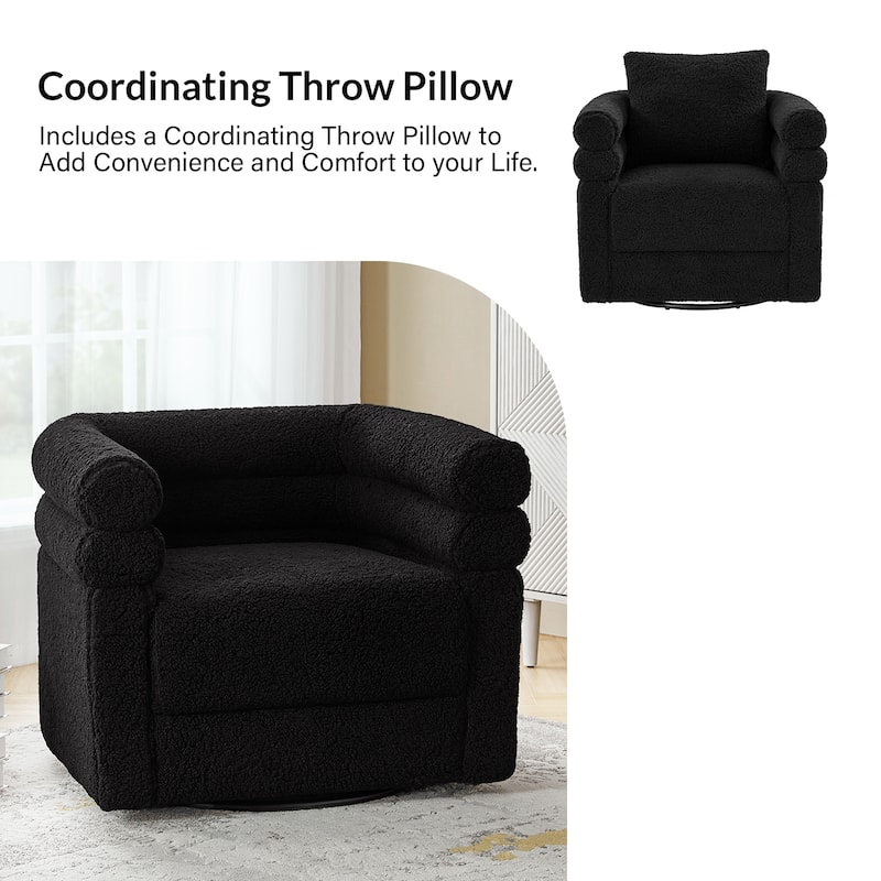 Rosa Modern Boucle Swivel Chair with Pillow by HULALA HOME