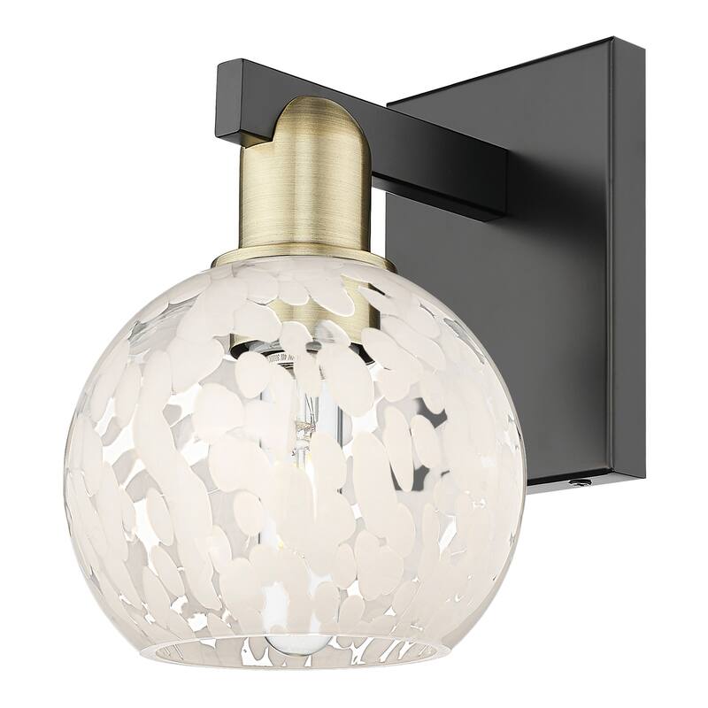 Innovations Lighting 716-1W-10-6 White Mouchette Sconce White - Black Antique Brass / White Mouchette