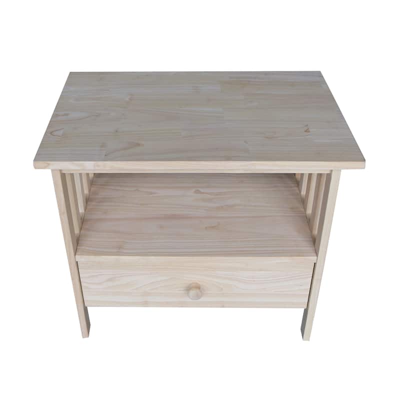 Unfinished Solid Parawood Mission TV Stand - 27.25"W x 17.25"D x 23.6"H