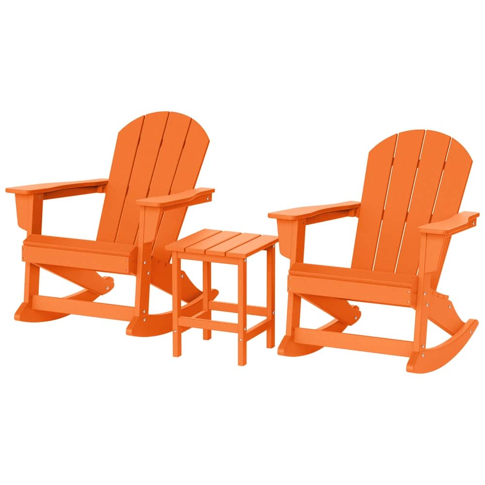 Laguna Hdpe All Weather Outdoor Patio Rocking Chairs With Side Table (3-Piece Set)