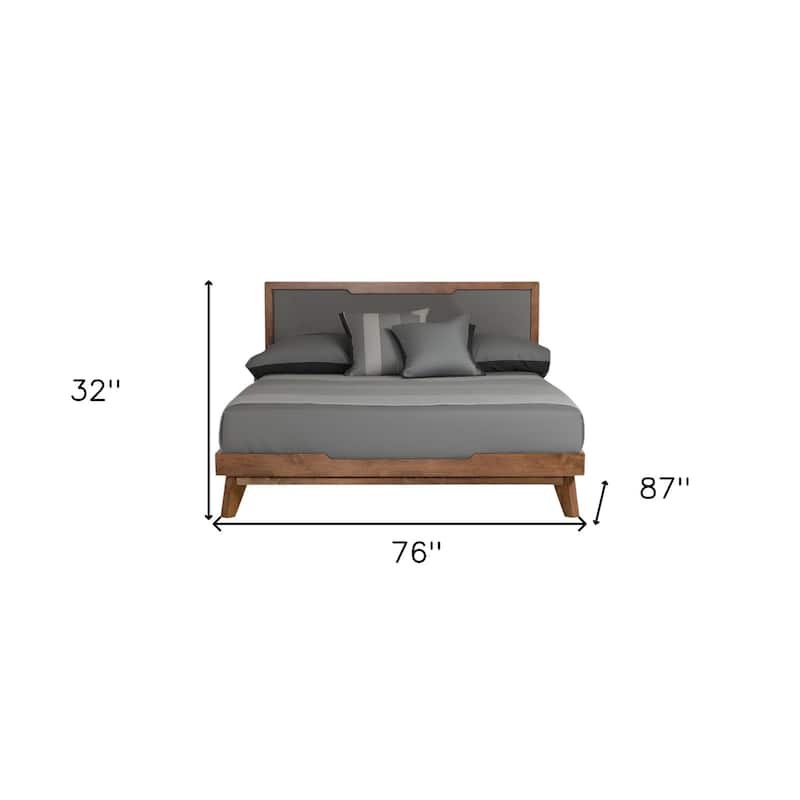 HomeRoots Gray and Brown Wood And Linen California King Bed Frame