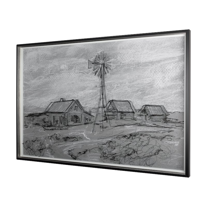Farm View Sketch I Framed Art Print