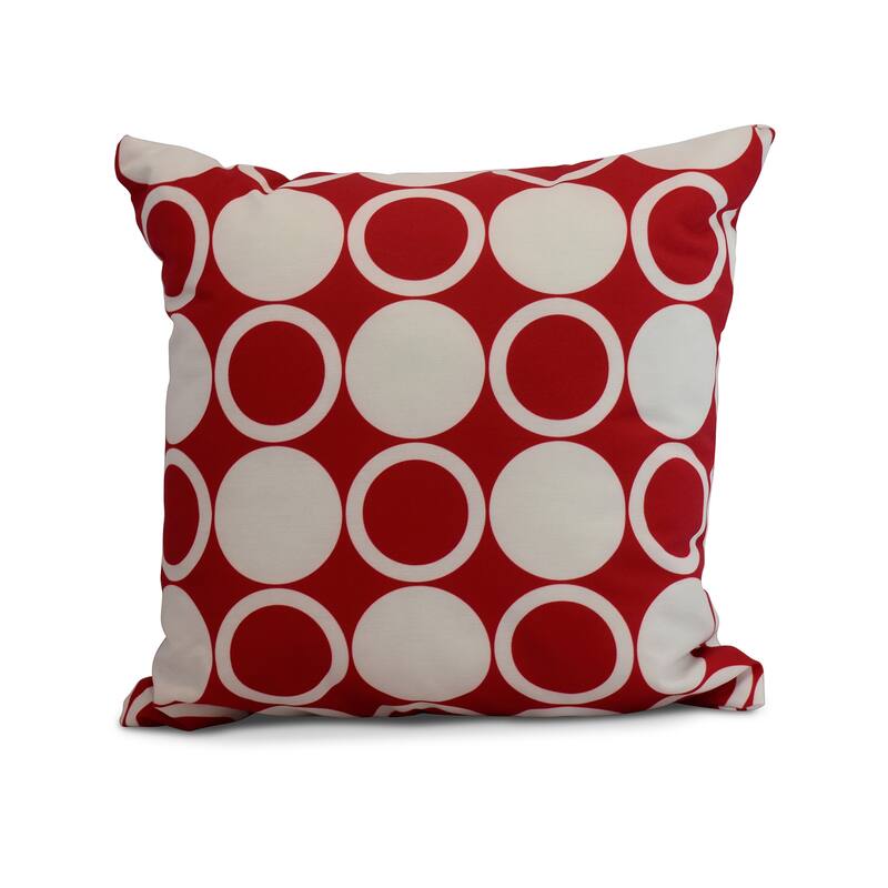 20 x 20 Inch Small Modcircles Geometric Print Outdoor Pillow - Red
