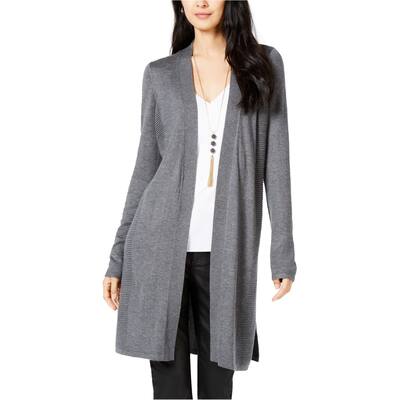 I.N.C Womens Ribbed Side Cardigan Sweater,, Grey, Medium