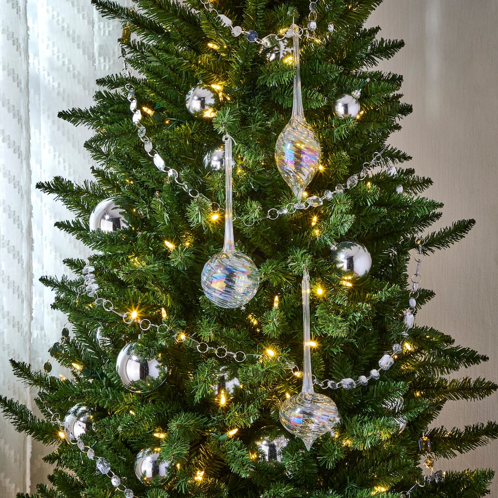 10" Glitter Glass Finial Drop Ornament Set of 6