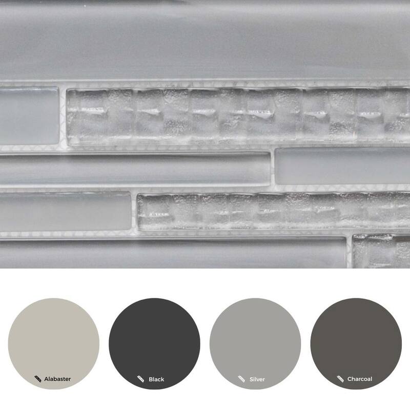 Karma Random Sized Brick 12x12 Light Grey Glass Mosaic Tile - Wall & Backsplash