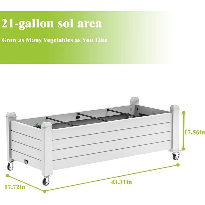 Momei Raised Garden Bed Outdoor with Wheels,Resin Plant Stand for Flowers Vegetables Herbs in Backyard