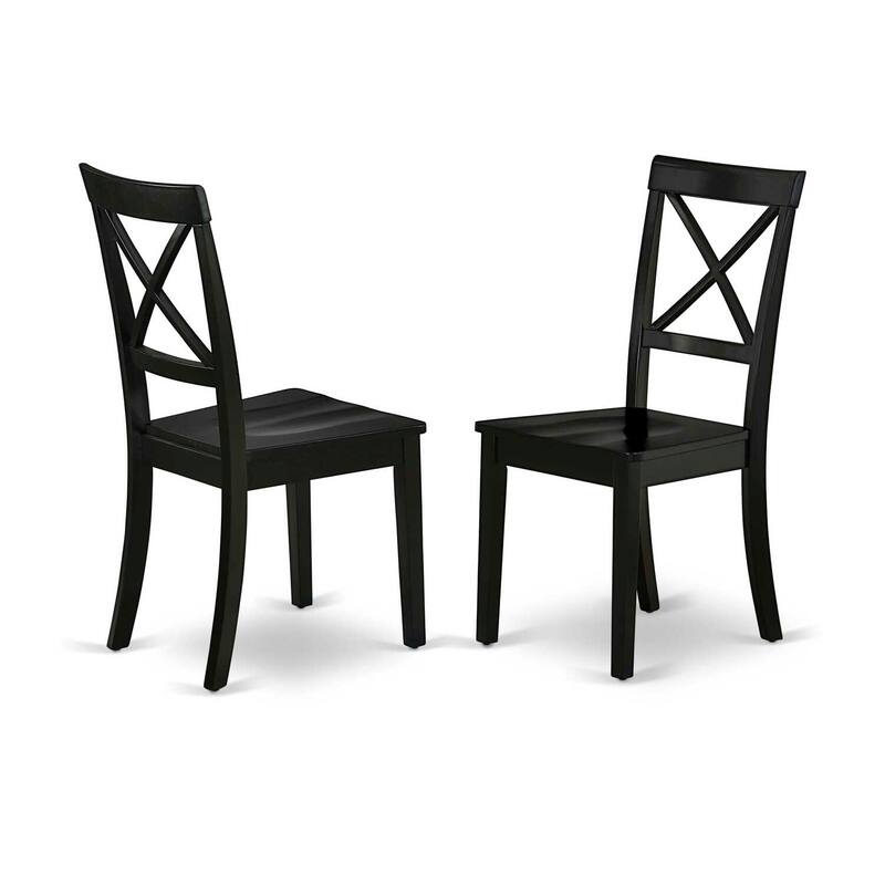 HomeStock 3-Piece Black Finish Rectangular Solid Wood Top With Butterfly Leaf Dining Table Set