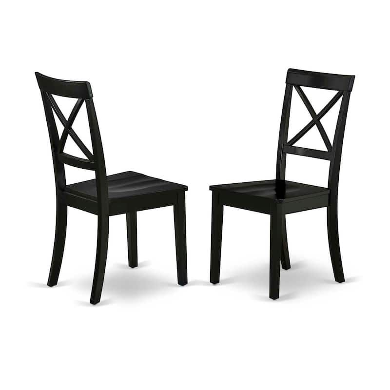 HomeStock 3-Piece Round Black Finish Solid Wood Top Dining Table with 2 Chairs