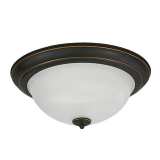 Canterbury 15-inch Oil-Rubbed Bronze 26W Flush Mount, White Glass ...