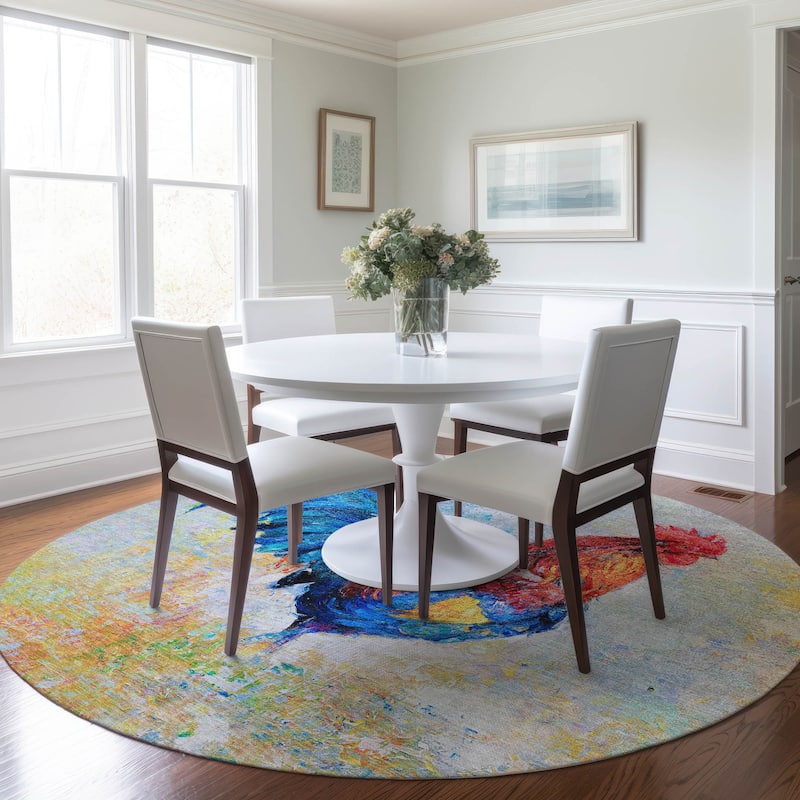 Premium Washable Super Soft Rooster Farmhouse Mayfield Rug - Multi - 8' x 8' - Round