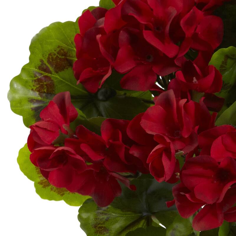 Set of 4 Red Artificial Geranium Flower Bushes 14"
