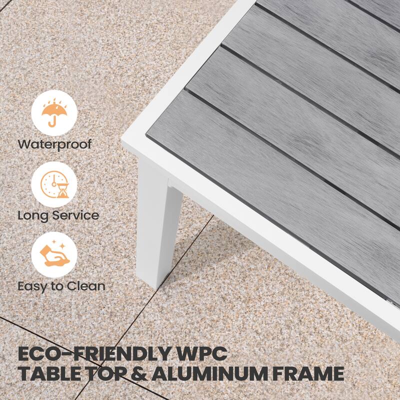 Pellebant Outdoor Aluminum Dining Table Patio Extension Table - 83.1" / 63.2" (L) x 33.66" W x 30.51" H