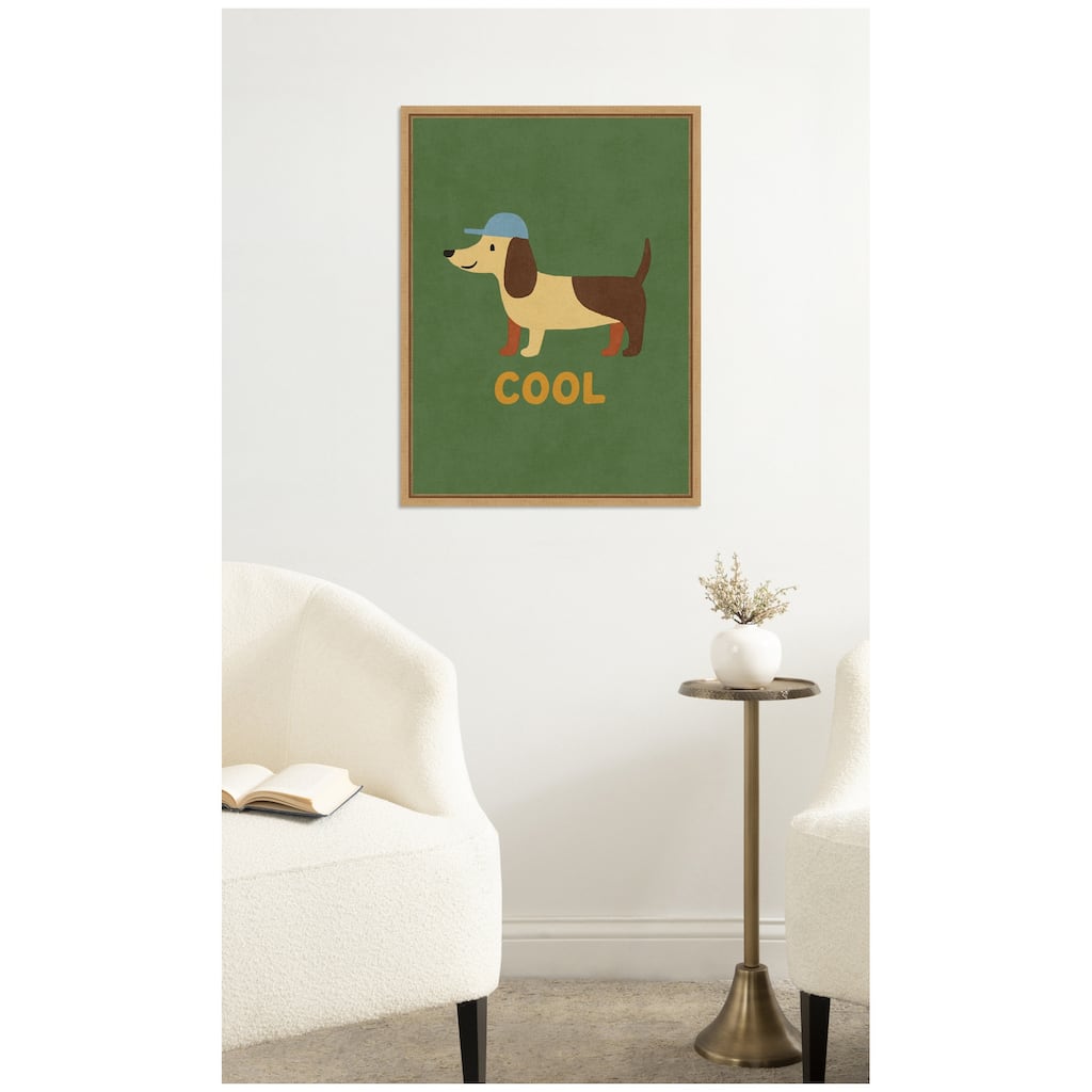 Kate and Laurel Cool Dog by Laura Moss Framed Canvas Wall Art Print