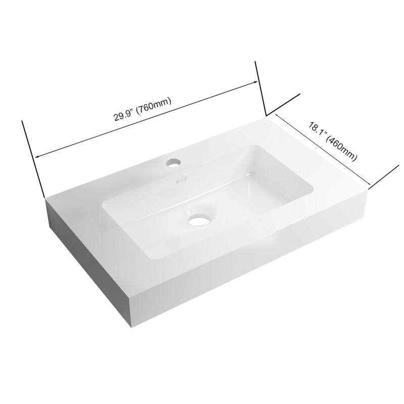 Topcraft White Solid Surface Bathroom Vanity Sink