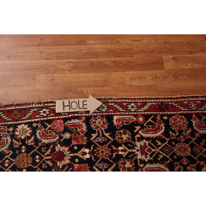 Vegetable Dye Karabagh Persian Antique Runner Rug Handmade Wool Carpet - 3'8" x 19'8"