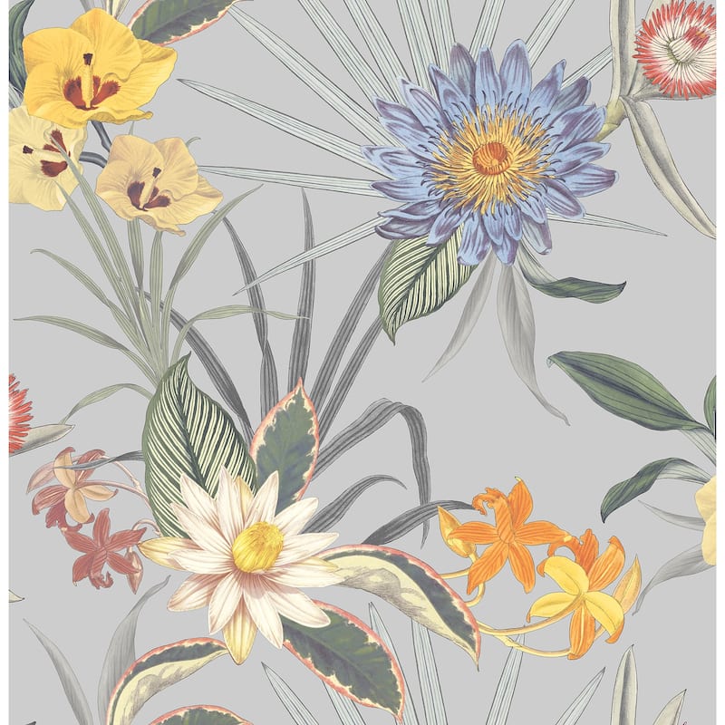 Fine Decor Calista Light Blue Tropical Floral Wallpaper