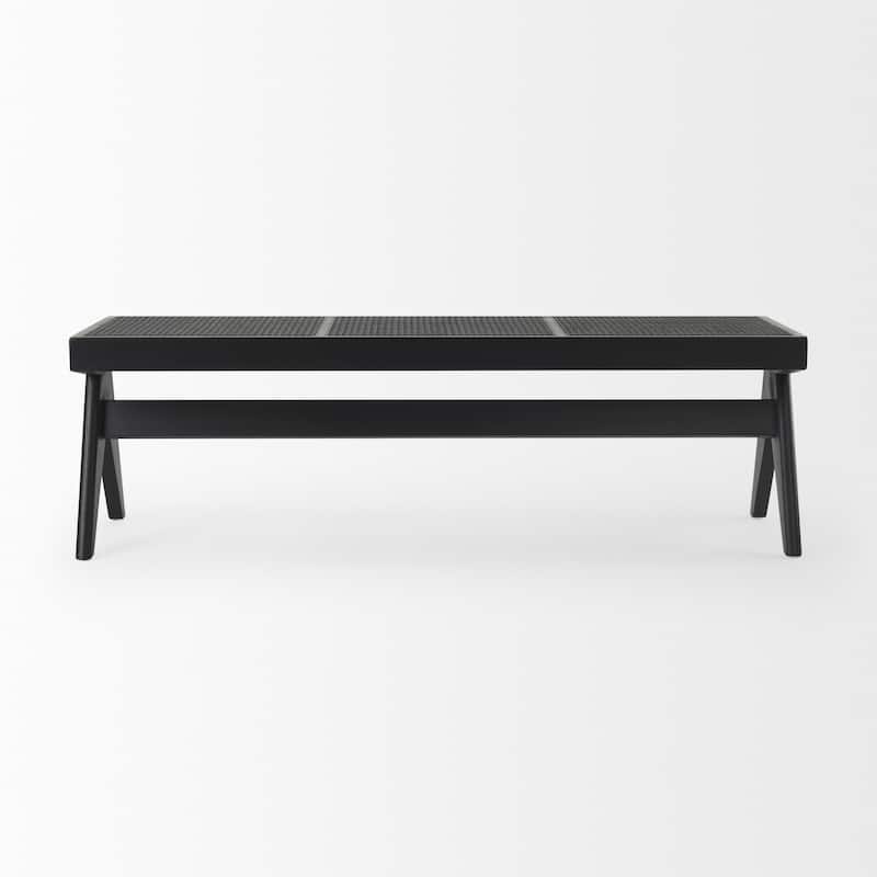 Arvin Black Solid Wood Accent Bench