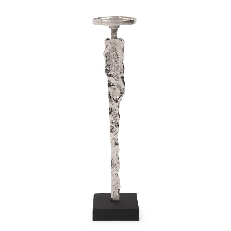 Abstract Figure Candle Holder Tall - Silver