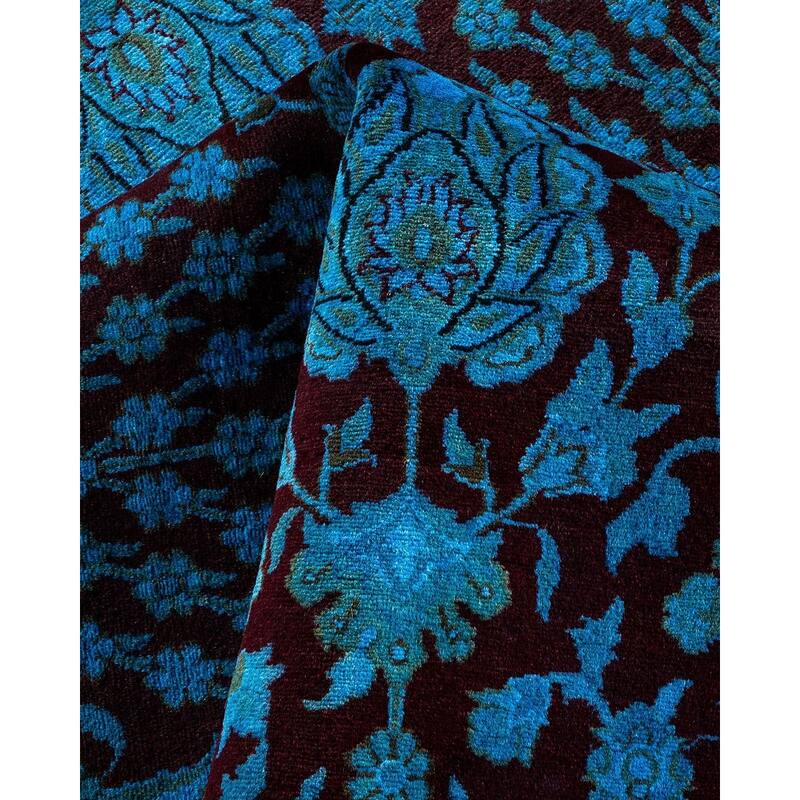 Overton Hand Knotted Wool Vintage Inspired Modern Contemporary Overdyed Black Area Rug - 8' 1" x 10' 1"