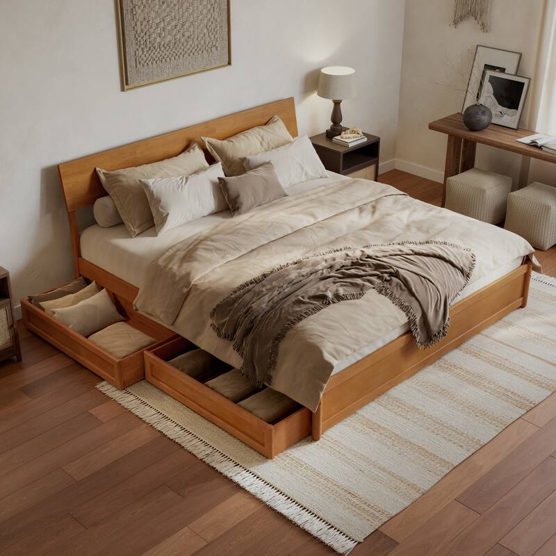 Norla Wood Platform Bed with Storage Drawers