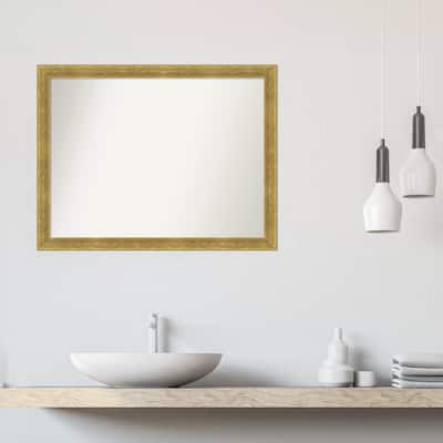 Angled Gold Framed Non-Beveled Custom Wall Mirror, Bathroom Vanity Mirror