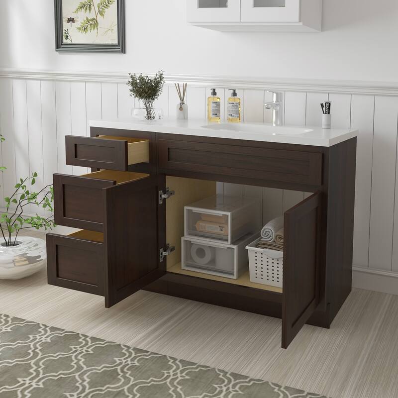 Vanity Art 45" Oak Freestanding Bathroom Vanity Cabinet without Top