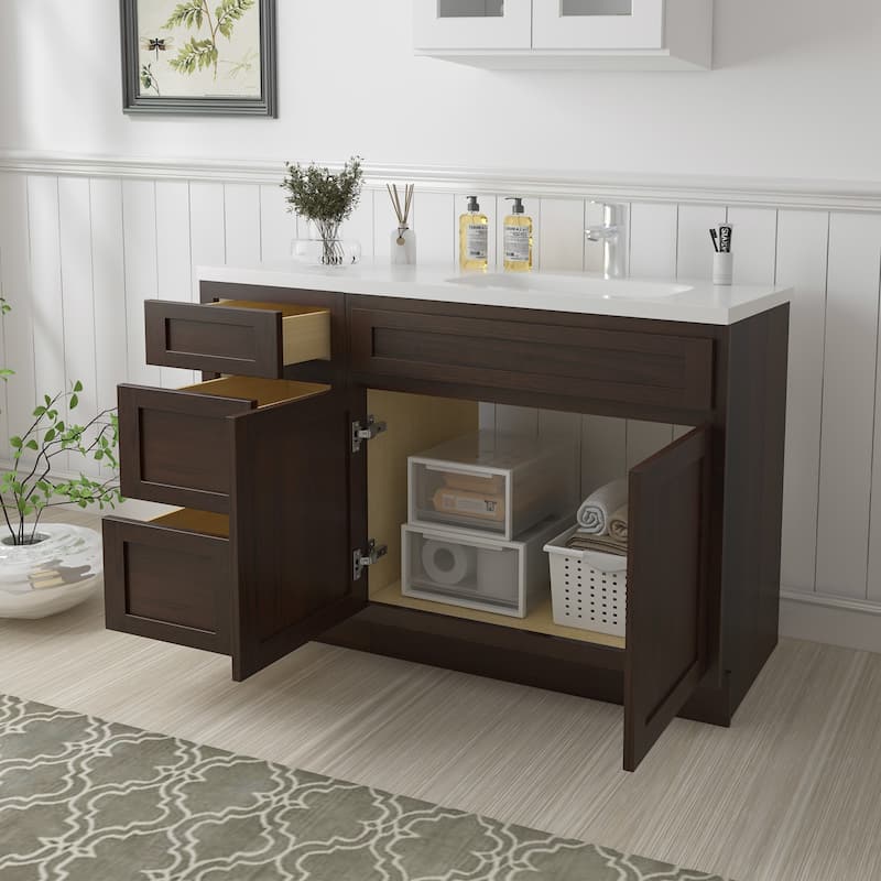 Vanity Art 54" Oak Freestanding Bathroom Vanity Cabinet without Top