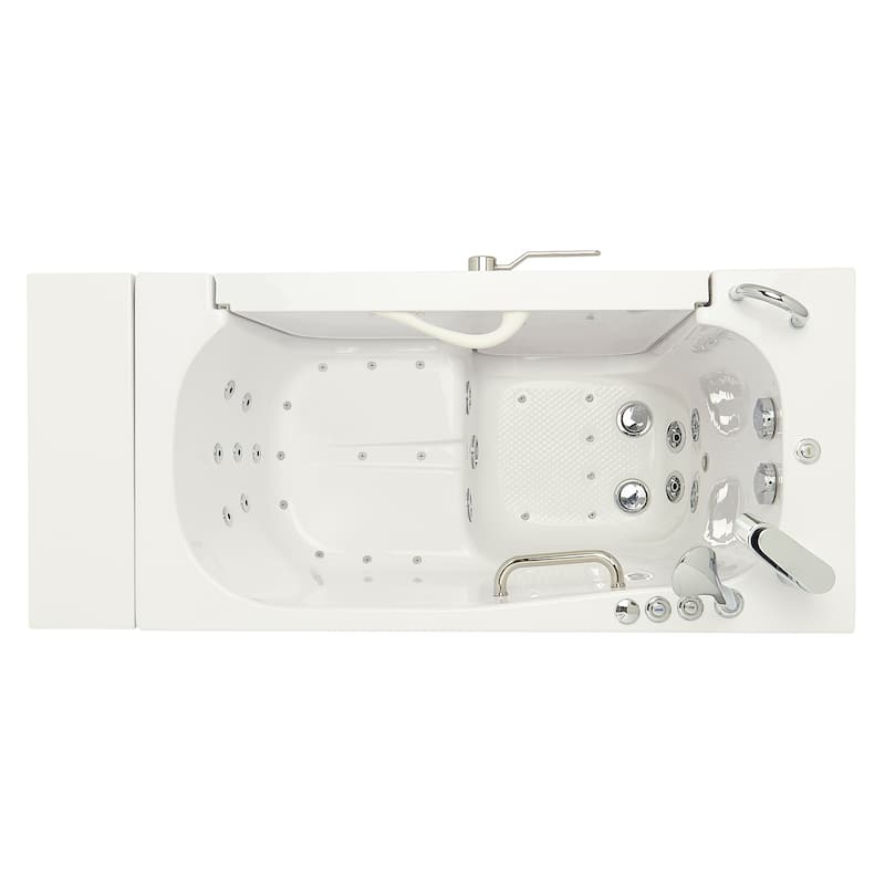 Ella Wheelchair Transfer 26x52 Acrylic Hydro Massage Walk-In Bathtub & Outward Swing Door Fast Fill Faucet 2" Dual Drain