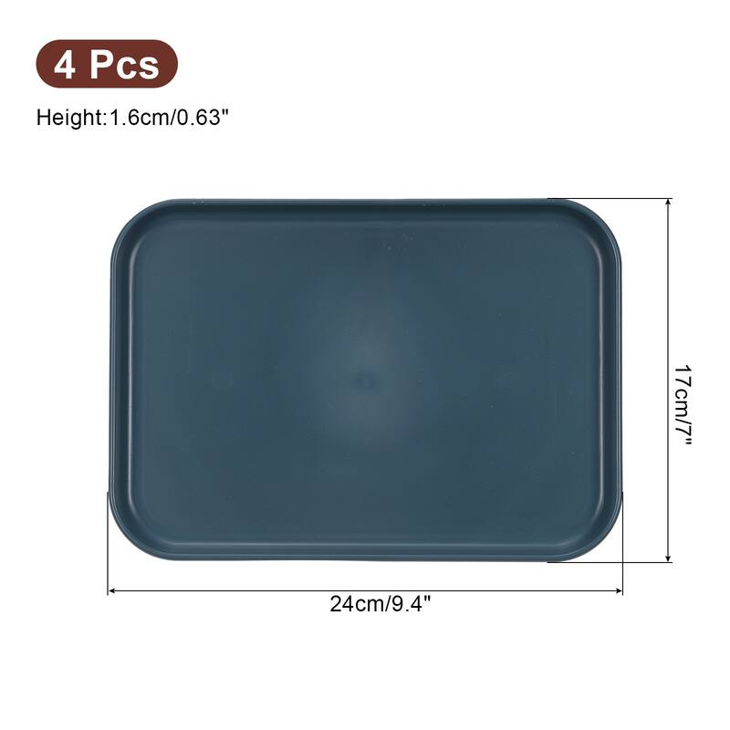 4Pcs 9.4"x6.7" Plates Rectangular Dinner Plates Reusable - Black
