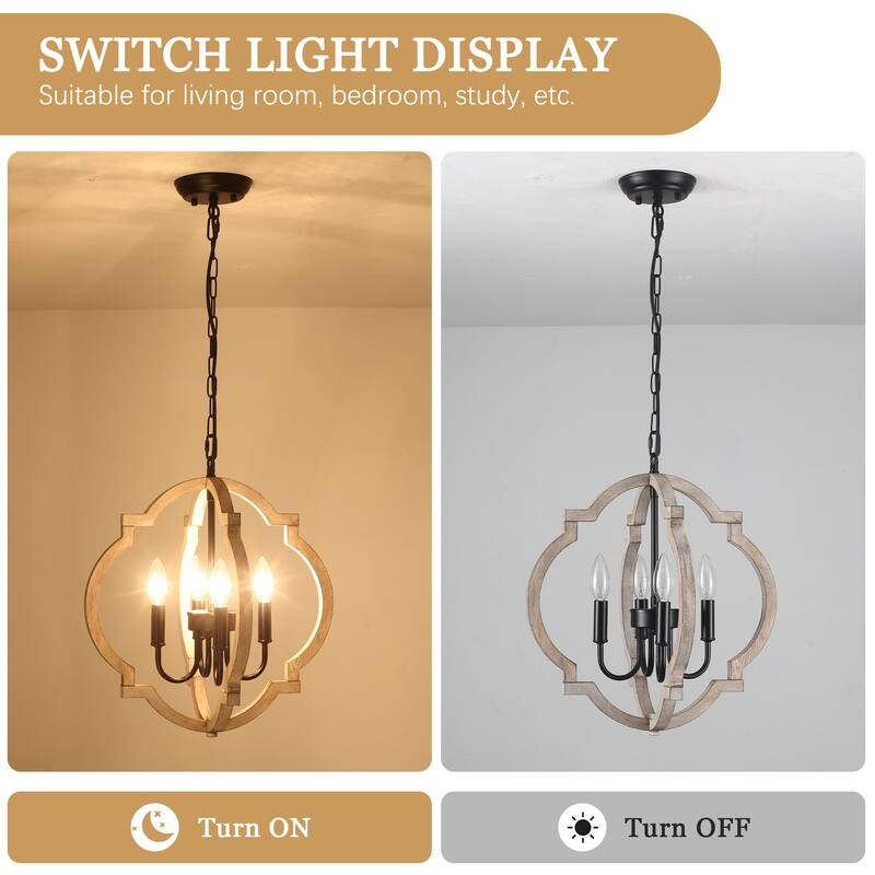 4-Light Rustic Candlestick Hanging Linear Chandelier Lighting Island Chandelier for Dining Room Kitchen Island