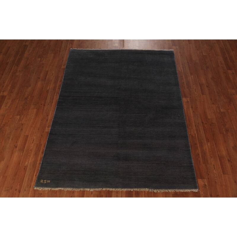 Grays & Charcoal Gabbeh Modern Area Rug Hand-Knotted Wool Carpet - 4'11" x 6'7"
