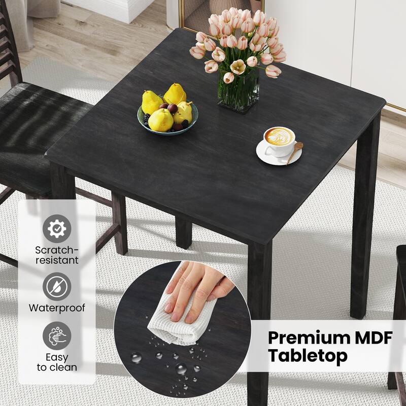 Gymax 3 PCS Counter-Height Dining Table Set for 2 Square Kitchen Table