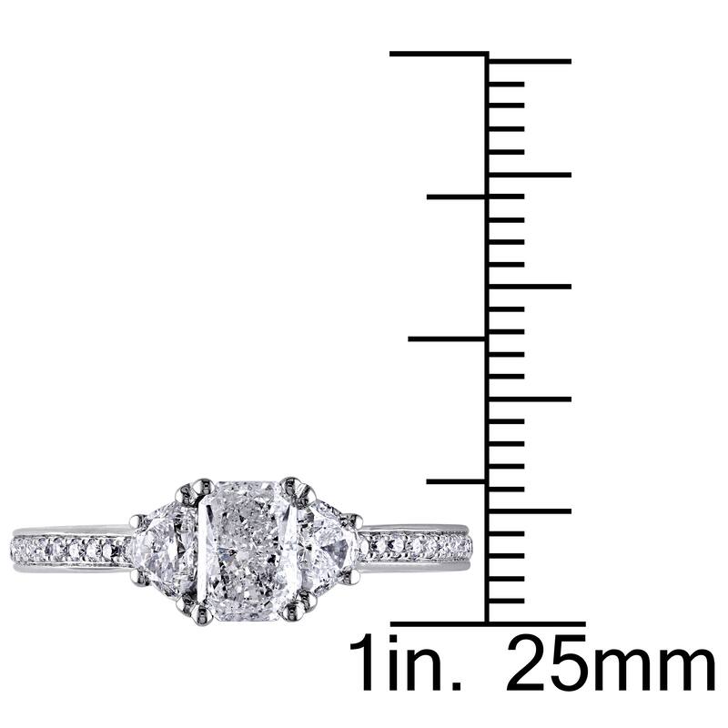 Miadora 1.07ct TDW Radiant Cut and Half-Moon Diamond Engagement Ring in 14k White Gold