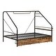 preview thumbnail 6 of 9, Full Size Metal Frame Platform Bed with Clothes Rack, Storage Shelves & 2 Drawers, Black
