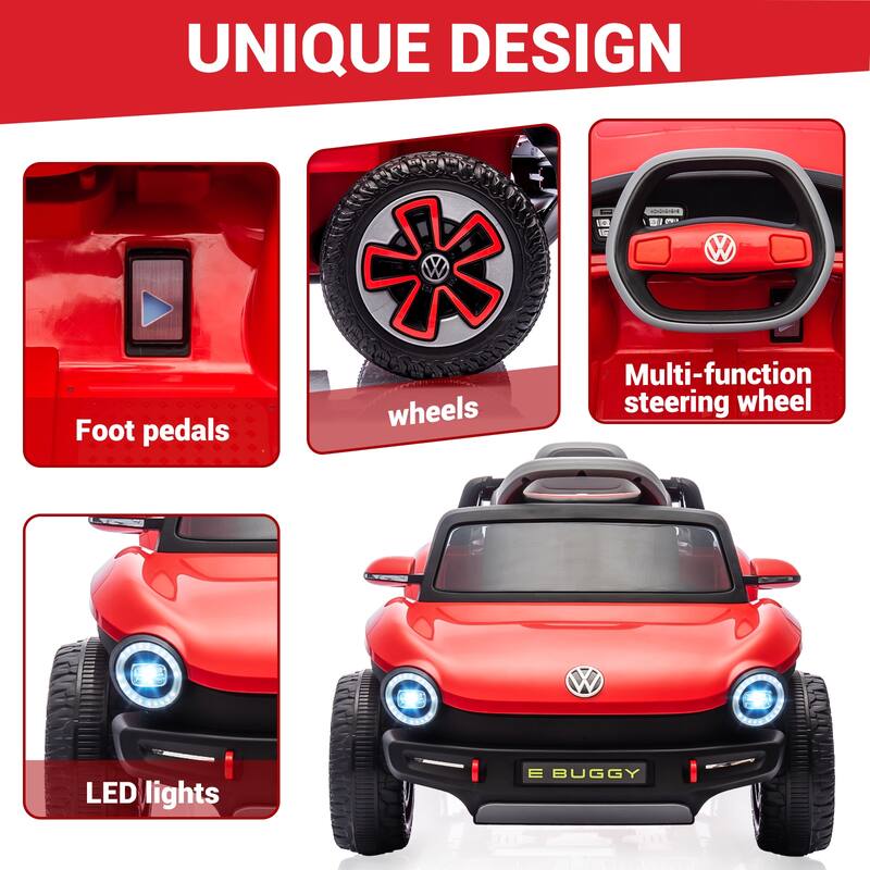 12V Licensed Volkswagen Beetle Ride-On Car for Kids with Remote Control, Battery Powered Electric Vehicle Toy