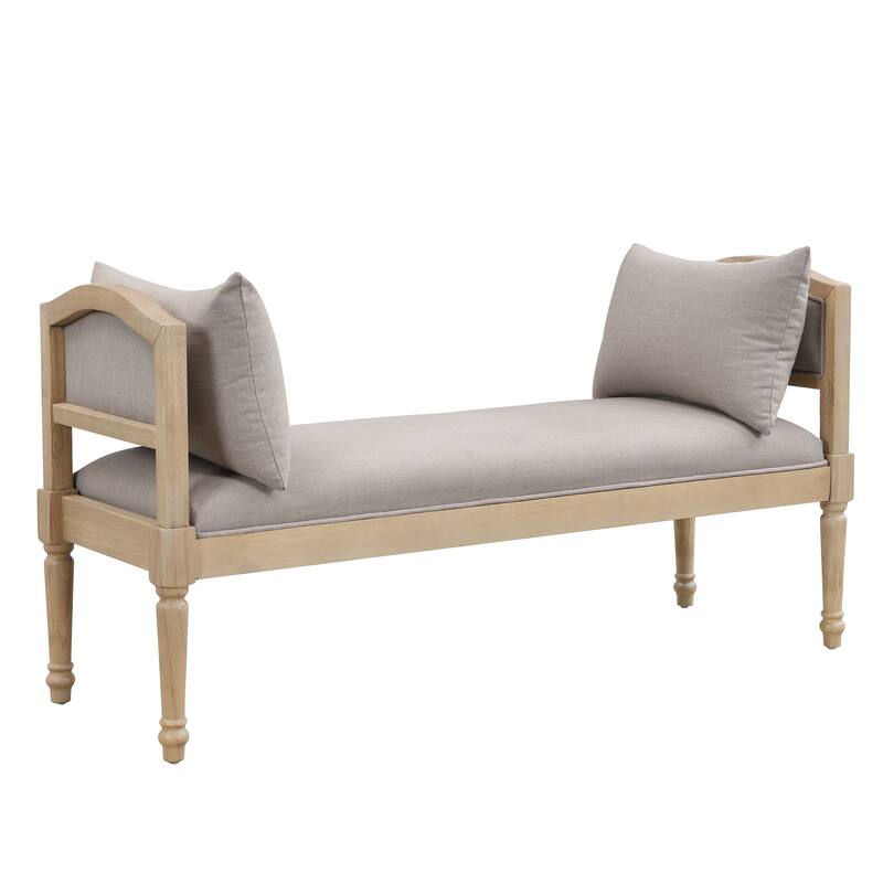 Christopher Knight Home - Elora Upholstered Bench with Turned Legs and Side Cushions