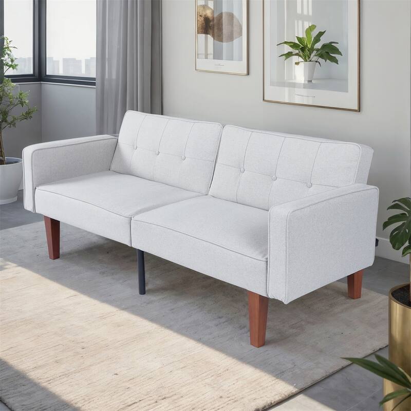 Convertible Sofa Bed Adjustable PU Leather Couch Sleeper Modern Recliner Reversible Loveseat Folding Daybed Guest Bed