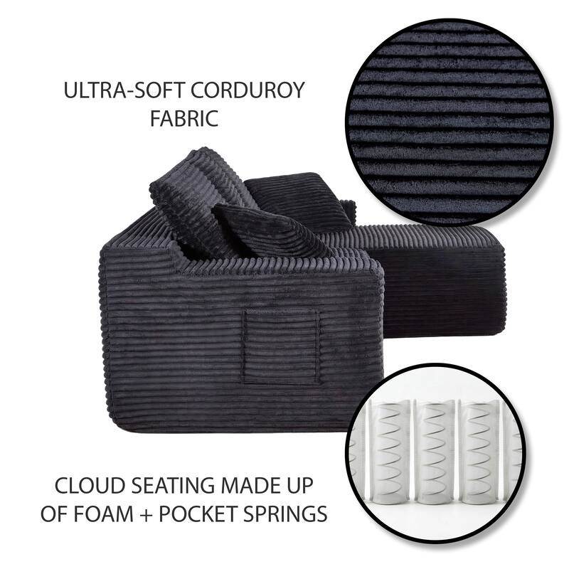 AC Pacific 104 In Modern 3-Piece Sectional Sofa with Reversible Chaise