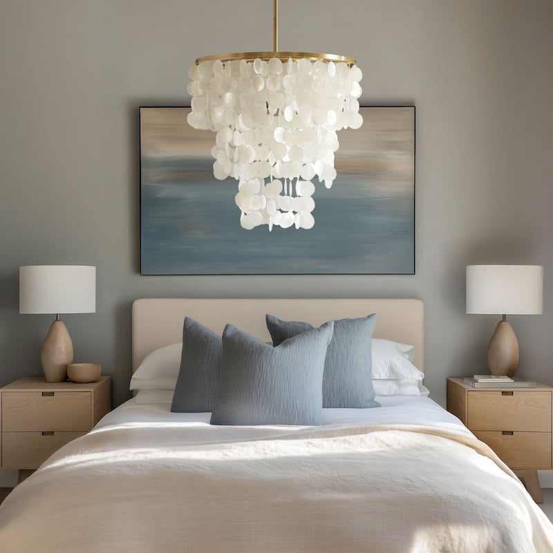 INK+IVY Isla Dimmable Layered Capiz Chandelier