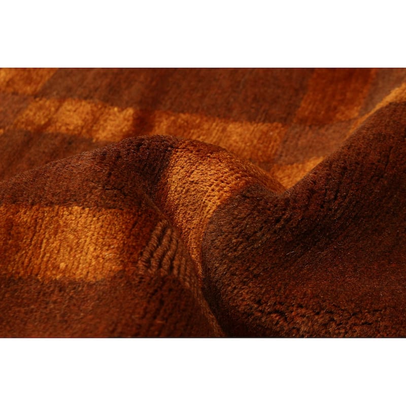 ECARPETGALLERY Hand-knotted Opulence Burnt Orange Viscose, Wool Rug - 9'9 x 9'9