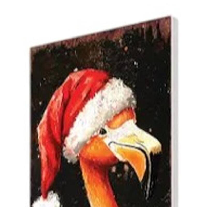 HomeRoots 42" Black And Coral Solid Wood Christmas Flamingo Garden Stake