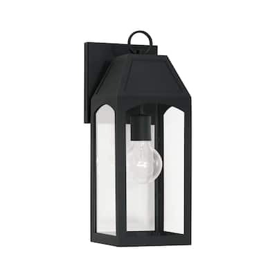 Burton Outdoor 1-light Black Small Wall Lantern w/ Clear Glass