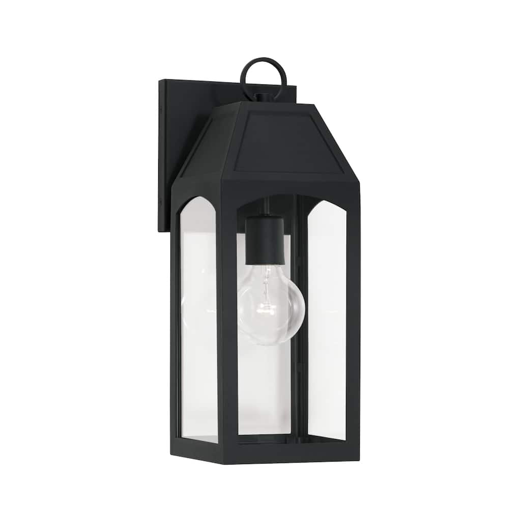 Burton Outdoor 1-light Black Small Wall Lantern w/ Clear Glass