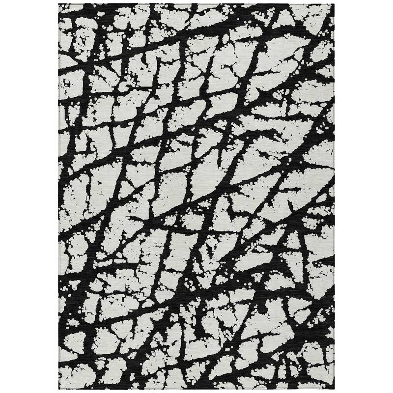 Machine Washable Indoor/ Outdoor Abstract Contemporary Chantille Rug